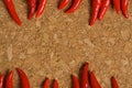 Red hot chilli peppers on a wooden table Royalty Free Stock Photo