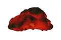 Red hot coal bar isolated on white background. Red burning coal mine isolated on white close up. Raw coal nugget on fire Royalty Free Stock Photo