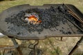 Red hot coals in a forge Royalty Free Stock Photo