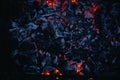 Red hot coals, lit a fire to cook a barbecue. Texture fire bonfire embers.