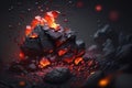 Red Hot Embers Smoldering Into Darkness. Generative AI Royalty Free Stock Photo