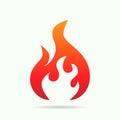 Red hot fire flame heat or spicy food symbol flat vector icon for apps and websites Royalty Free Stock Photo