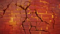 Red hot glowing cracked brick wall texture background Royalty Free Stock Photo