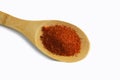 Red hot ground pepper on a wooden spoon Royalty Free Stock Photo