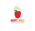 red hot habanero chilli with flame smoke vector logo design