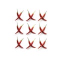Red hot little chili peppers pattern in the form of the letter X isolated on white background. Top view. Flat lay. Royalty Free Stock Photo