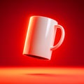 Red Hot Mug Levitating Coffee Cup on Vibrant Background Royalty Free Stock Photo