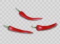 Red hot natural chili pepper pod realistic image with shadow vector illustration. Design for grocery, culinary products Royalty Free Stock Photo
