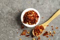 Red Hot Pepper Chilli Flakes in White Bowl Royalty Free Stock Photo