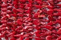 Red hot peppers drying in the sun