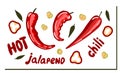 Red hot peppers. Hand-drawn style. Hot peppers. Vector illustration Royalty Free Stock Photo