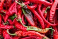 Red hot ripe peppers. Close-up. Collection and sale of peppers. Royalty Free Stock Photo