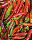 Red hot ripe peppers close-up. Royalty Free Stock Photo
