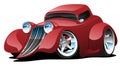 Red Hot Rod Restomod Coupe Car Cartoon Vector Illustration