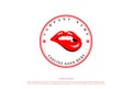 Red Hot Sexy Sensual Naughty Woman Girl Lips Logo Design Vector