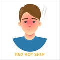 Red hot skin as a symptom of a sunburn. Exhausted man Royalty Free Stock Photo