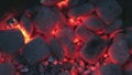 Red Hot Smolder Coals in Barbecue Grill