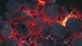 Red Hot Smolder Coals in Barbecue Grill