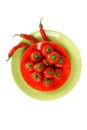 Red hot spicy peppers Royalty Free Stock Photo