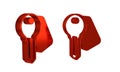 Red Hotel door lock key icon isolated on transparent background. Royalty Free Stock Photo