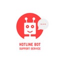 Red hotline bot support service logo