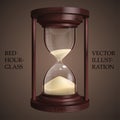 Red hourglass on brown background. Future concept. Realistic 3D Royalty Free Stock Photo