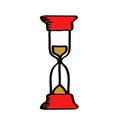 Red hourglass on a white background. Cartoon. Royalty Free Stock Photo