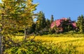 Red house in bow lake