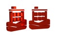 Red House flood icon isolated on transparent background. Home flooding under water. Insurance concept. Security, safety