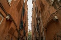 Red house fronts in the heart of Venice Italy, beautiful architecture in Venice Italy, architecture photography, buildings image Royalty Free Stock Photo