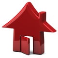 Red house icon, 3d Royalty Free Stock Photo