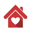 Red house icon with heart isolated on white Royalty Free Stock Photo