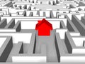 Red house in labyrinth Royalty Free Stock Photo