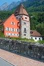 Red house in the old district of Vaduz, Liechtenstein Royalty Free Stock Photo