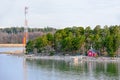 Red house on rocky shore of Ruissalo island, Finland Royalty Free Stock Photo