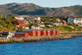 Red houses on the bay of Alta, Norway Royalty Free Stock Photo