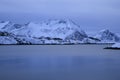 Red houses near Bergsfjorden-shoreline Royalty Free Stock Photo