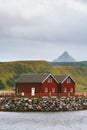 Red houses in Norway scandinavian landscape traditional wooden architecture