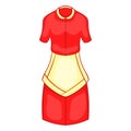 Red housewife dress with white apron icon