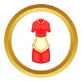 Red housewife dress with white apron icon