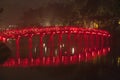 Red or Huc Bridge in Hanoi, Vietnam