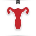 Red human anatomy, uterus sign silhouette on white background Royalty Free Stock Photo