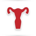 Red human anatomy, uterus sign silhouette on white background Royalty Free Stock Photo
