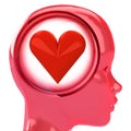 Red human head with brain cloud with love heart inside