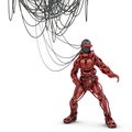 Humanoid is connected to cables