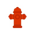 Red hydrant icon. Water supply column for firefighting. Vector illustration in color flat style for training materials. Royalty Free Stock Photo