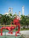 Red hydrant monitor stand for petrochemical plant emergency
