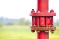 Red hydrant pipe. Royalty Free Stock Photo