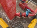 Red hydrant pipe construction Royalty Free Stock Photo