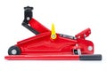 Red hydraulic floor jack isolated on white background Royalty Free Stock Photo